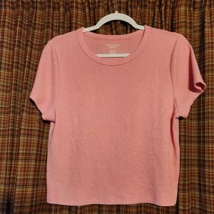 Hot Pink Cropped Hey Baby Waffle Tee